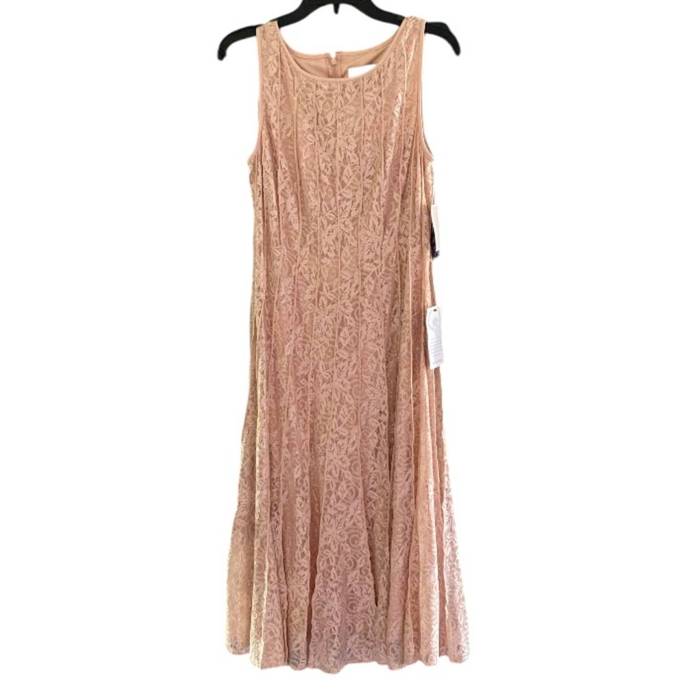 Alex Evenings Elegant Lace Sleeveless Party Dress Icy Pink size 10 NWT